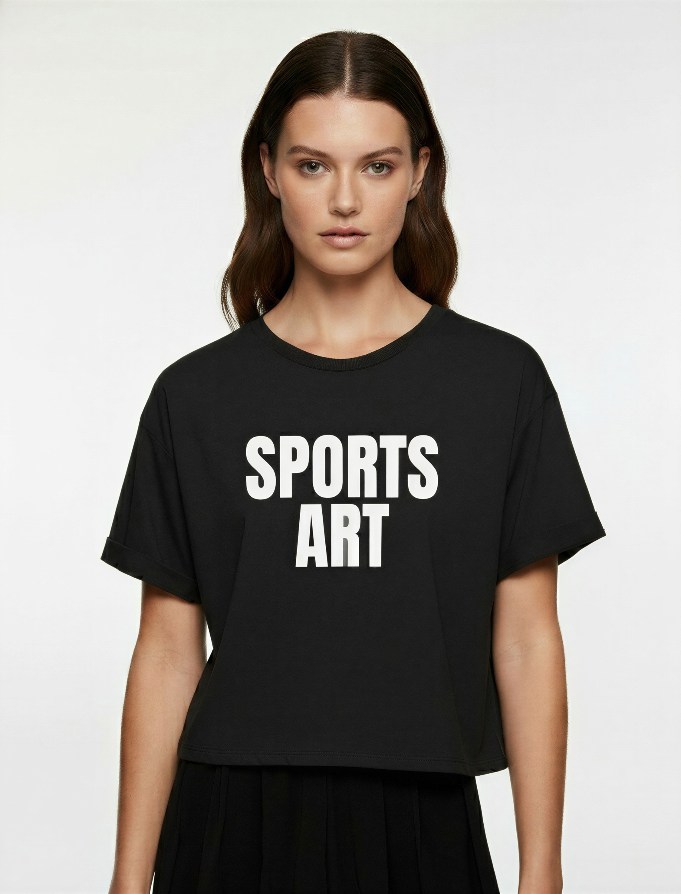   Bisiklet Yaka Kısa Kollu Baskılı Oversize Spor Tişört