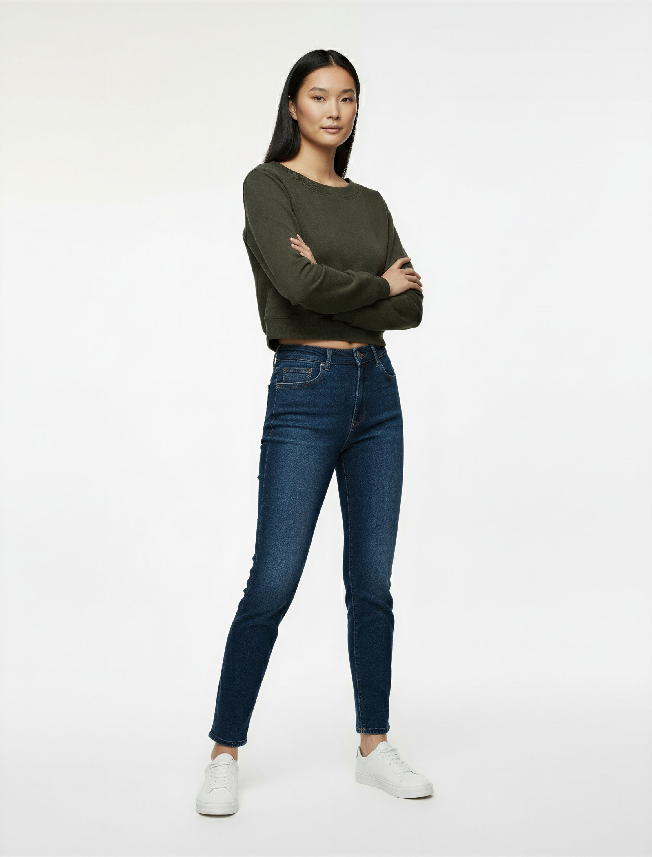   Viskon Karışımlı Kayık Yaka Omzu Açık Uzun Kollu Tişört