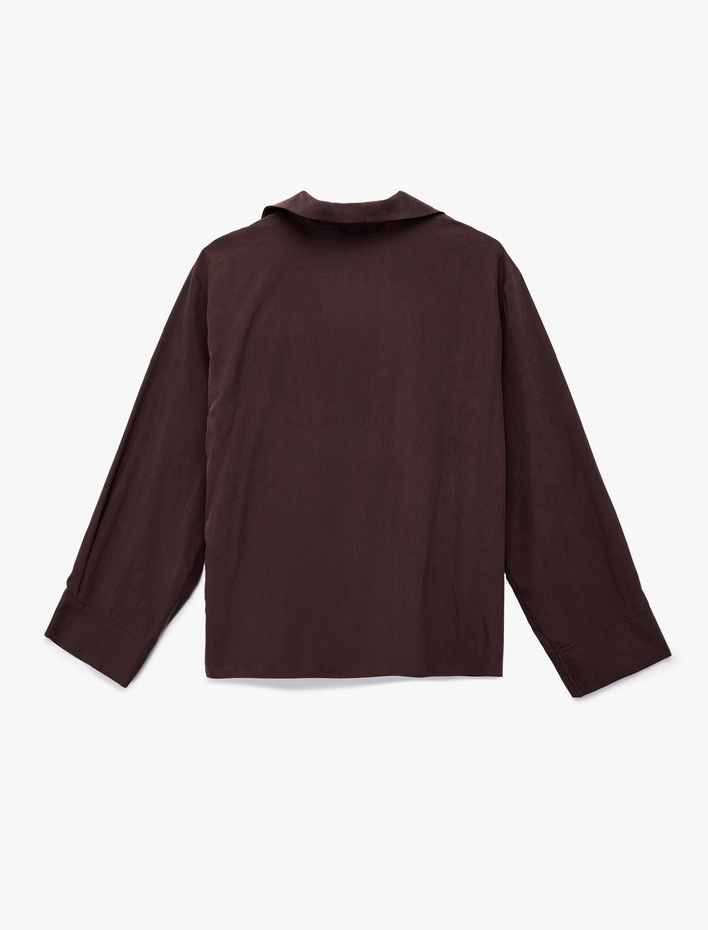  Uzun Kollu V Gömlek Yaka Bluz