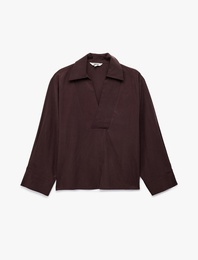 Uzun Kollu V Gömlek Yaka Bluz