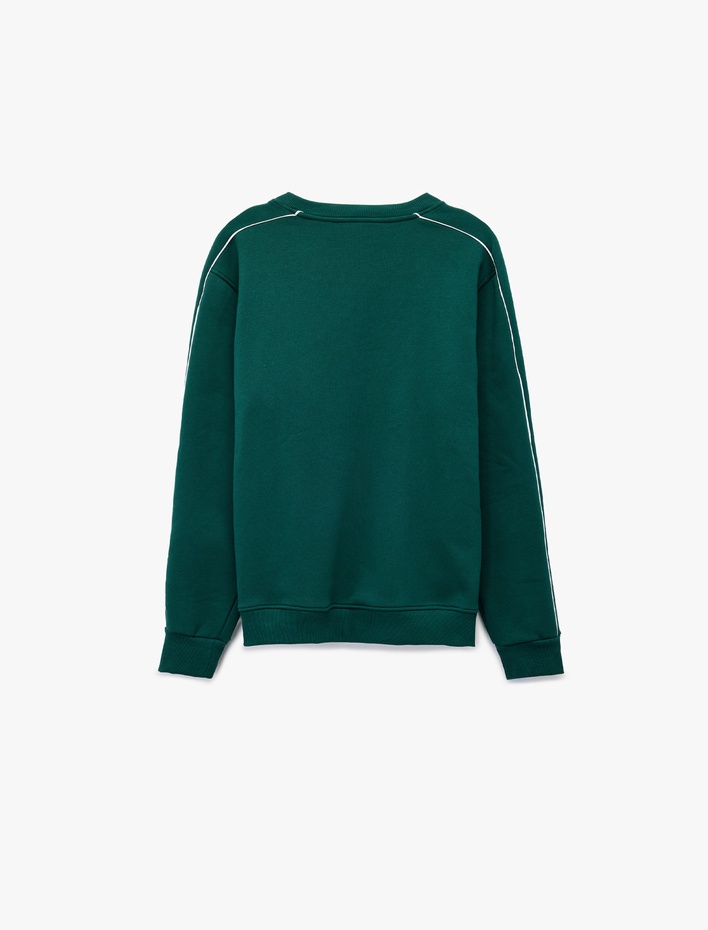  Bisiklet Yaka Uzun Kollu Baskılı Şardonlu Sweatshirt