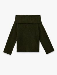 Uzun Kollu Omzu Açık Triko Kazak