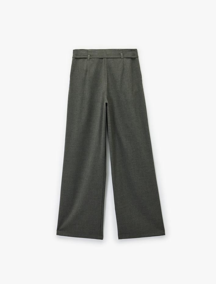  Beli Bağcıklı Cepli Geniş Paça Palazzo Pantolon