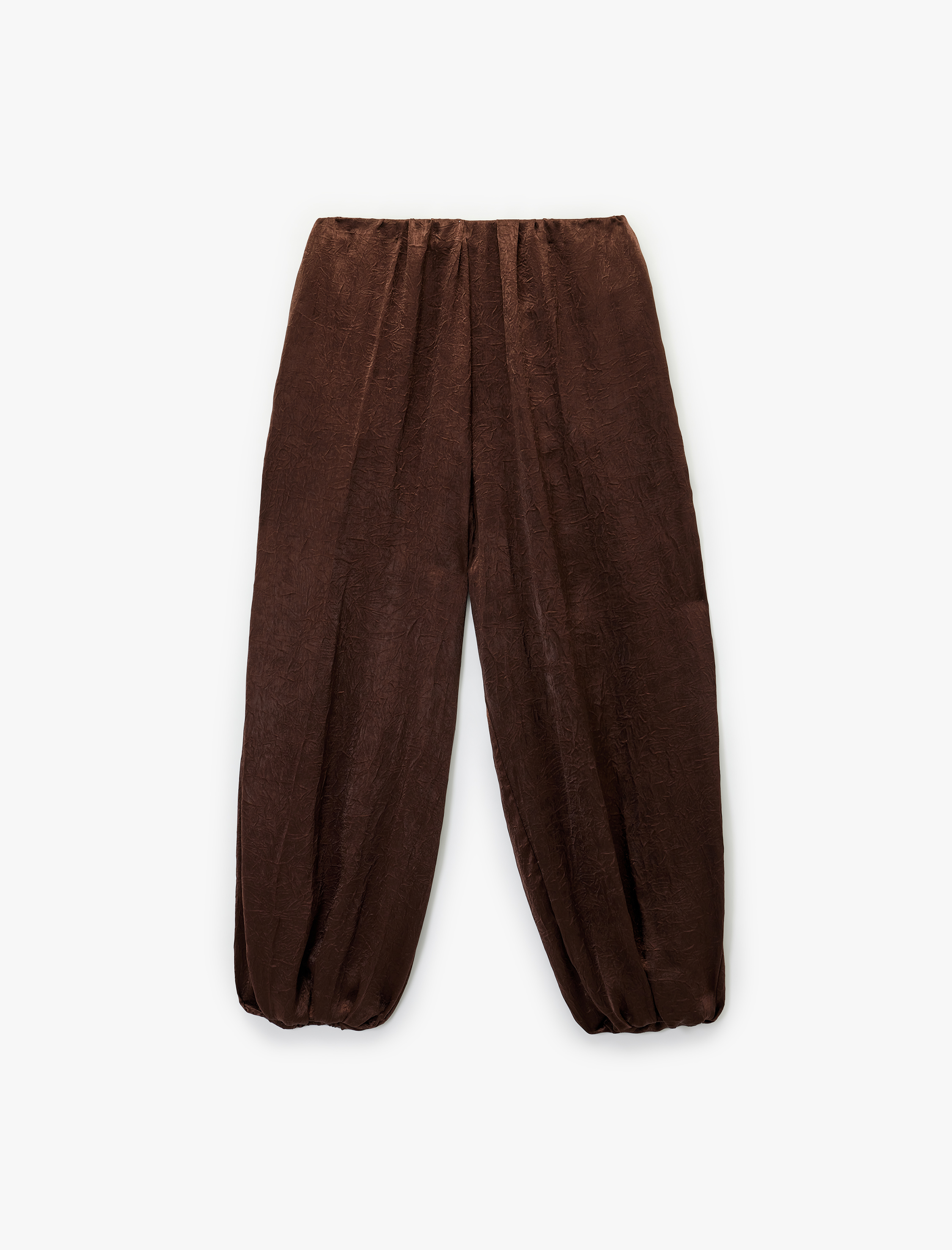   Bilek Boy Bol Kesim Dokulu Saten Harem Pantolon