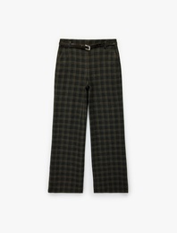 Koton X Melis Ağazat - Kemer Detaylı Cepli Ekose Palazzo Pantolon