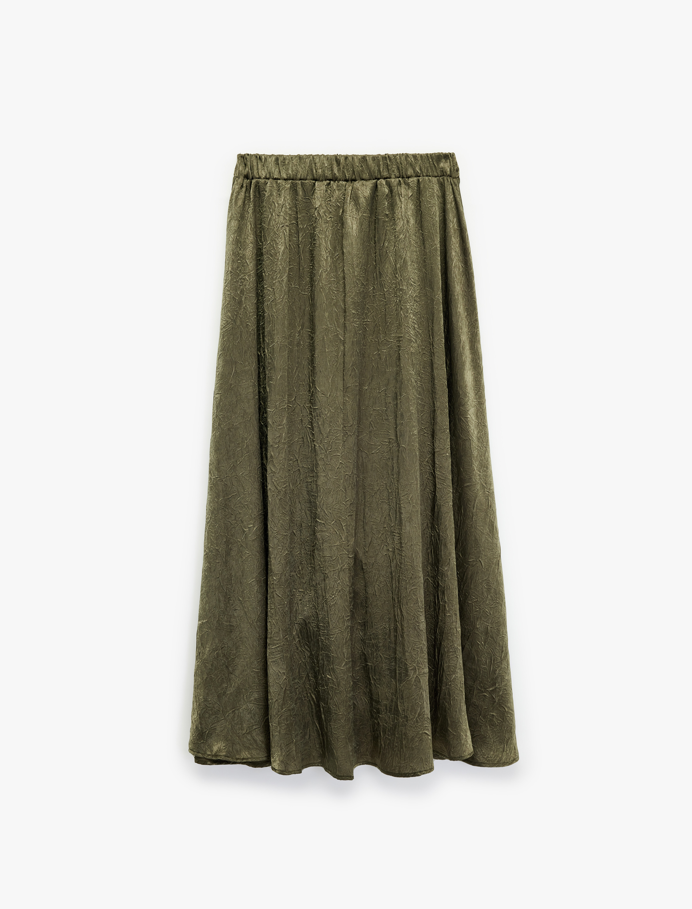   Metalik Görünümlü Beli Lastikli Uzun Kloş Etek