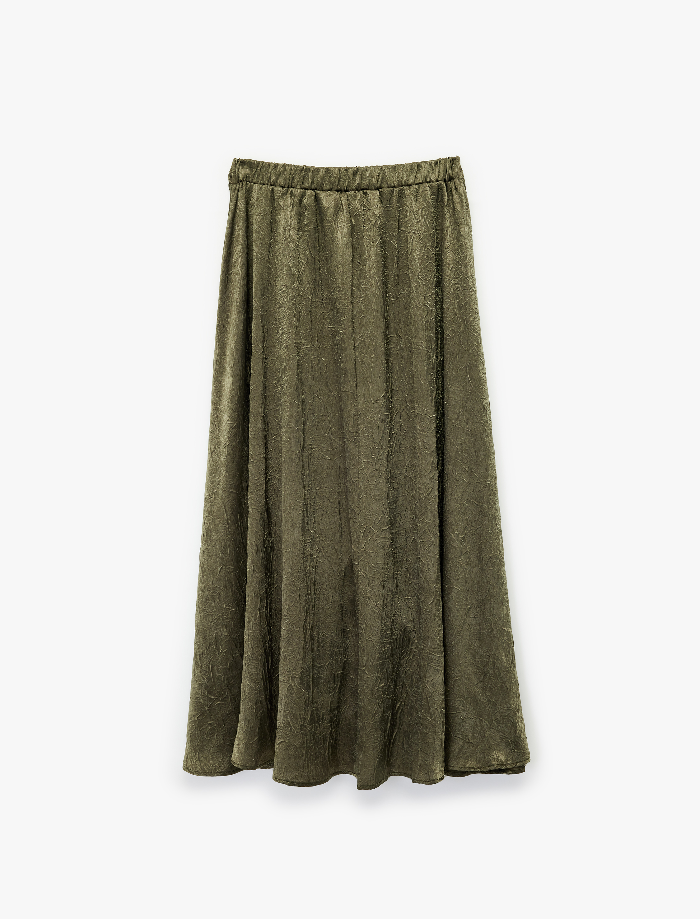   Metalik Görünümlü Beli Lastikli Uzun Kloş Etek