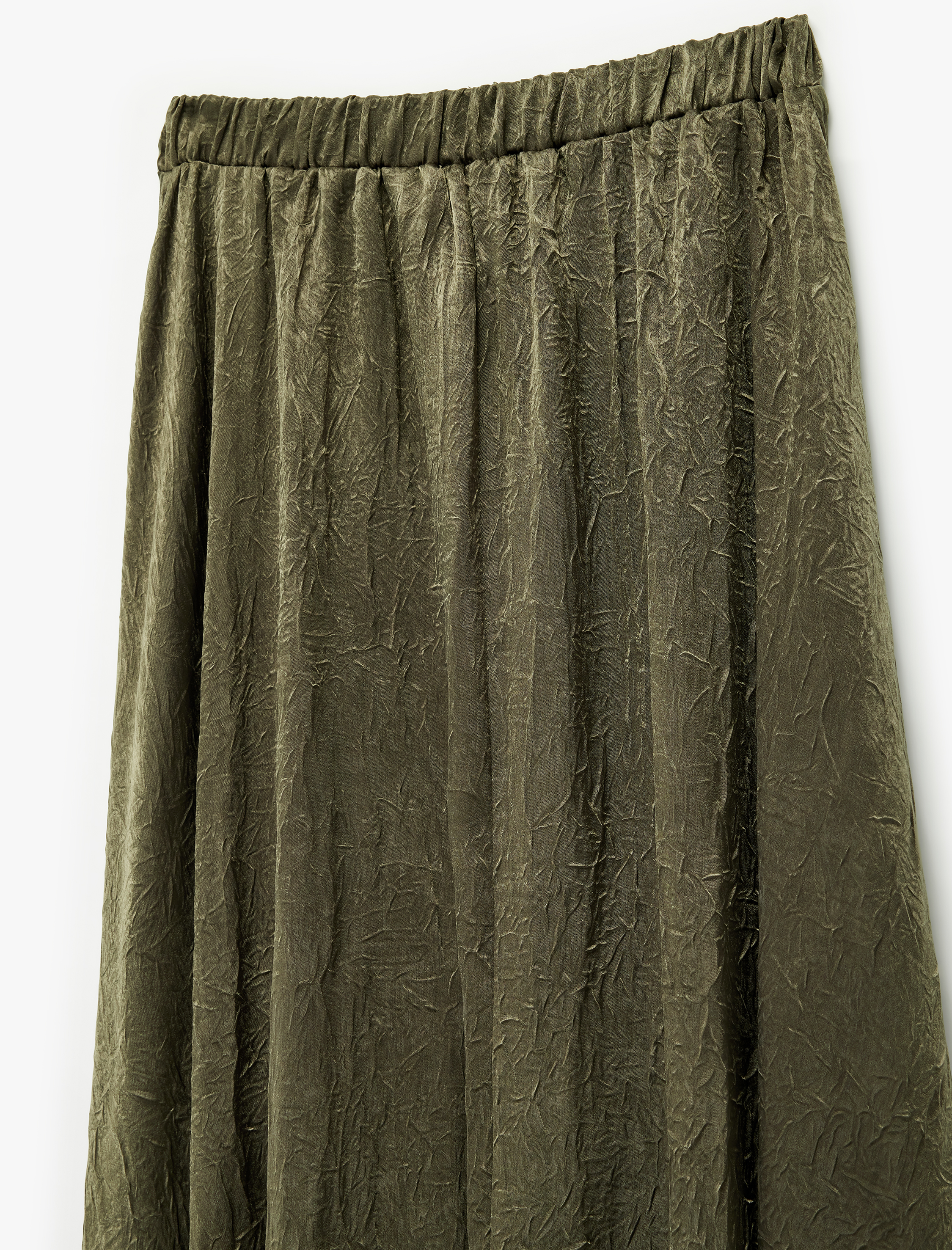   Metalik Görünümlü Beli Lastikli Uzun Kloş Etek