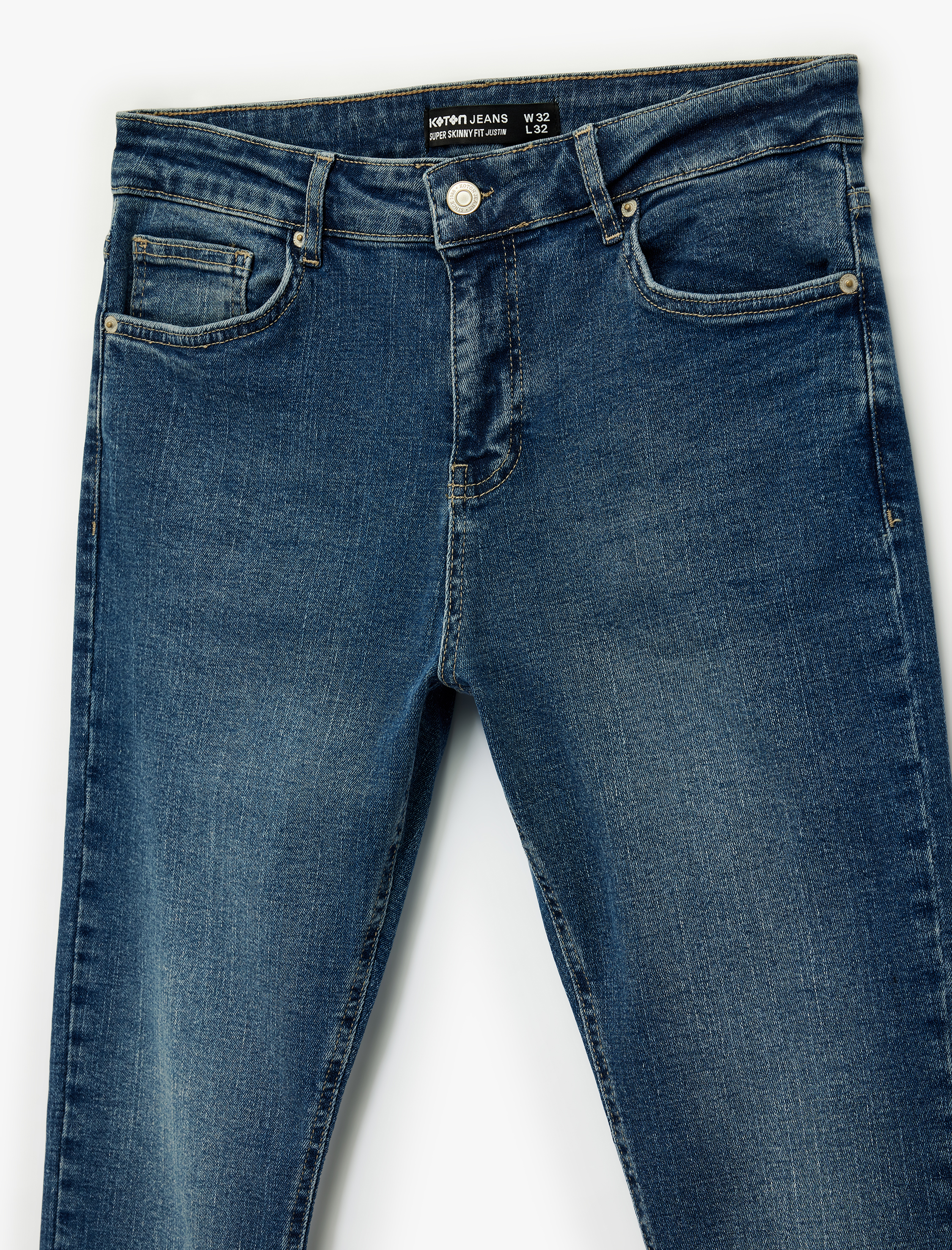   Normal Bel Cepli Dar Paça Demim Pantolon - Super Skinny Fit Justin Jeans