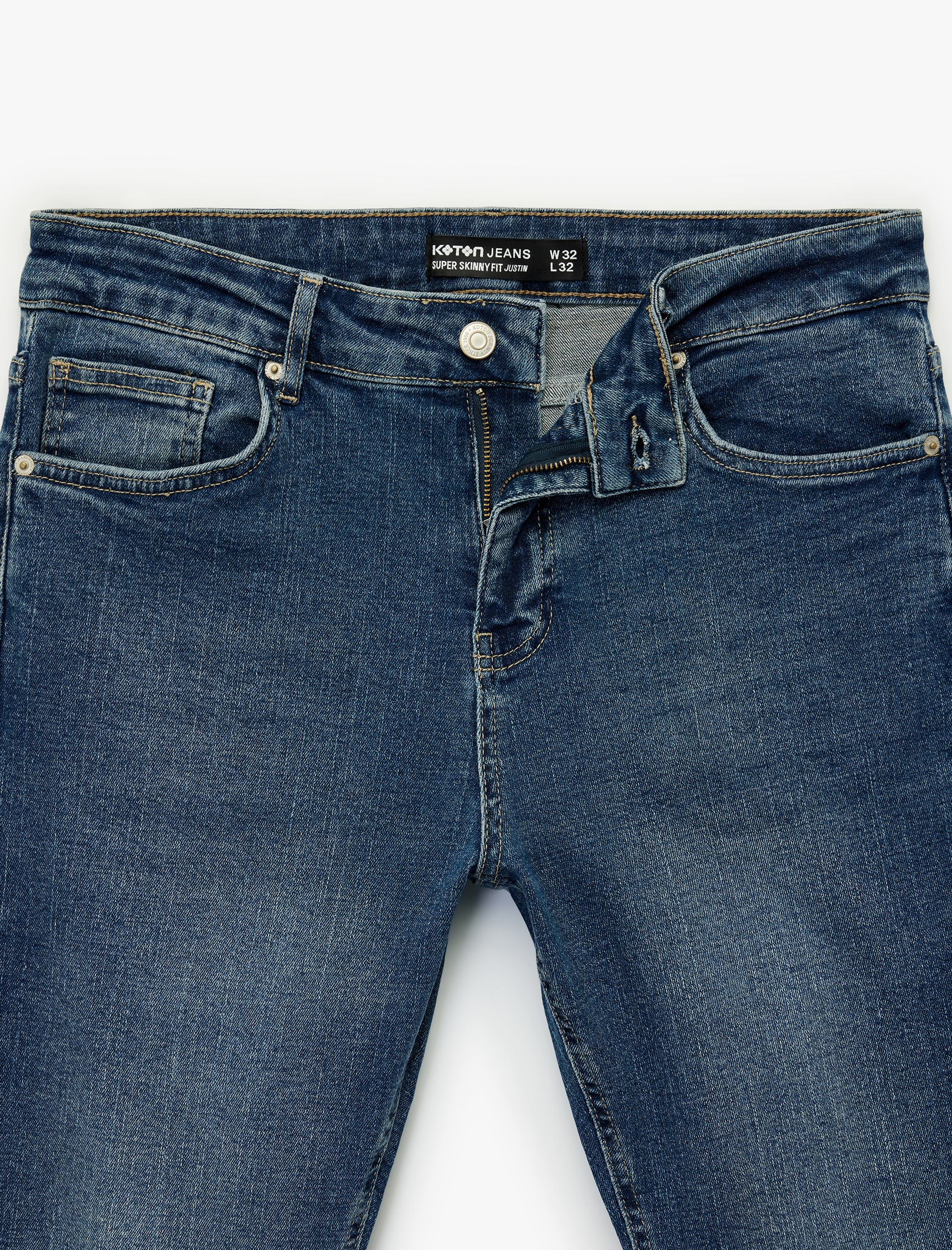   Normal Bel Cepli Dar Paça Demim Pantolon - Super Skinny Fit Justin Jeans