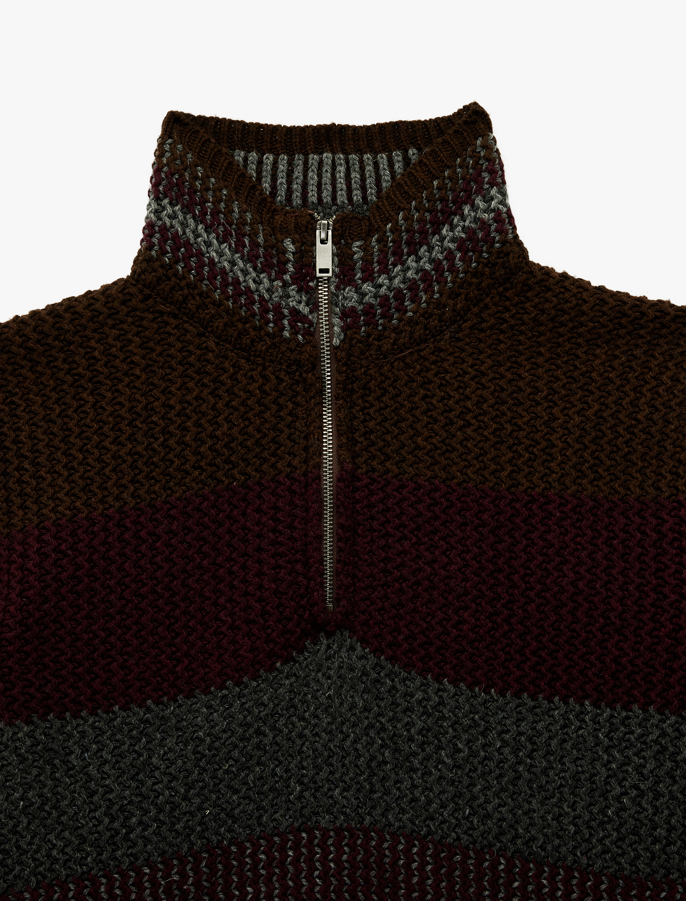   Yarım Fermuarlı Dik Yaka Uzun Kollu Triko Kazak