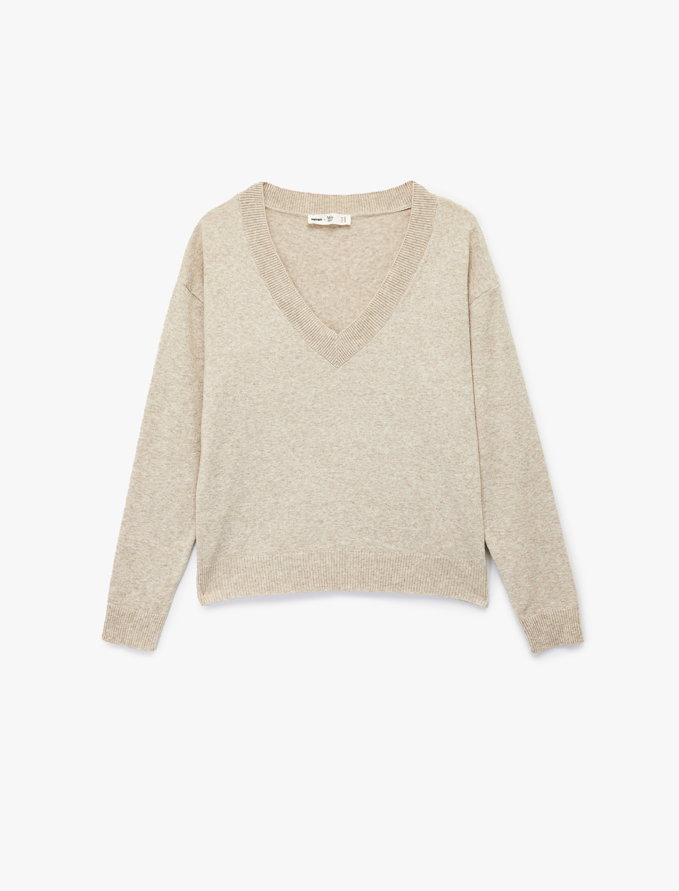   Koton X Melis Ağazat - Uzun Kollu V Yaka Triko Oversize Kazak