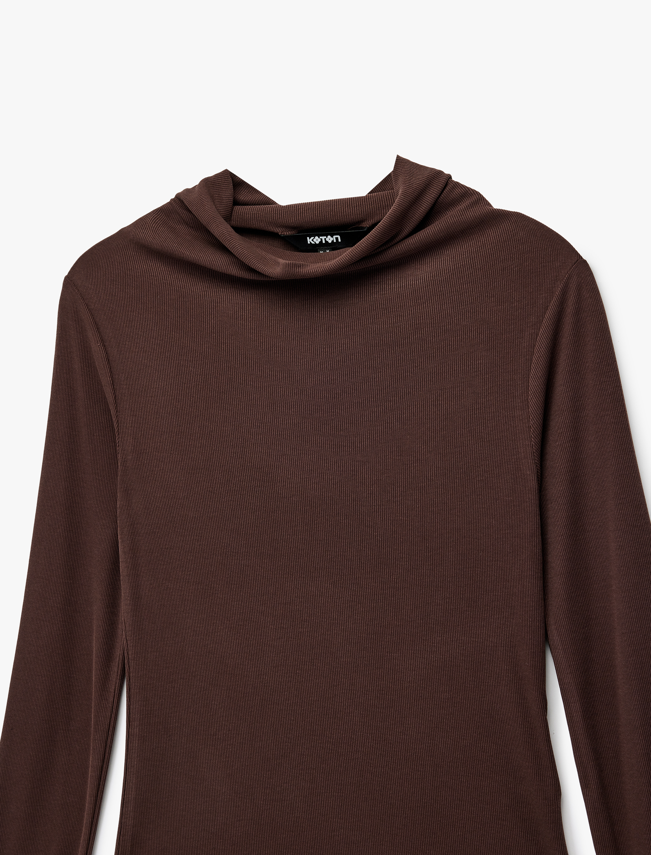   Slim Fit Modal Kumaş Uzun Kollu Dökümlü Dik Yaka Bluz