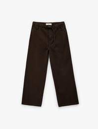 Koton X Sibil Çetinkaya - Beli Bağcıklı Pamuklu Rahat Kalıp Pantolon