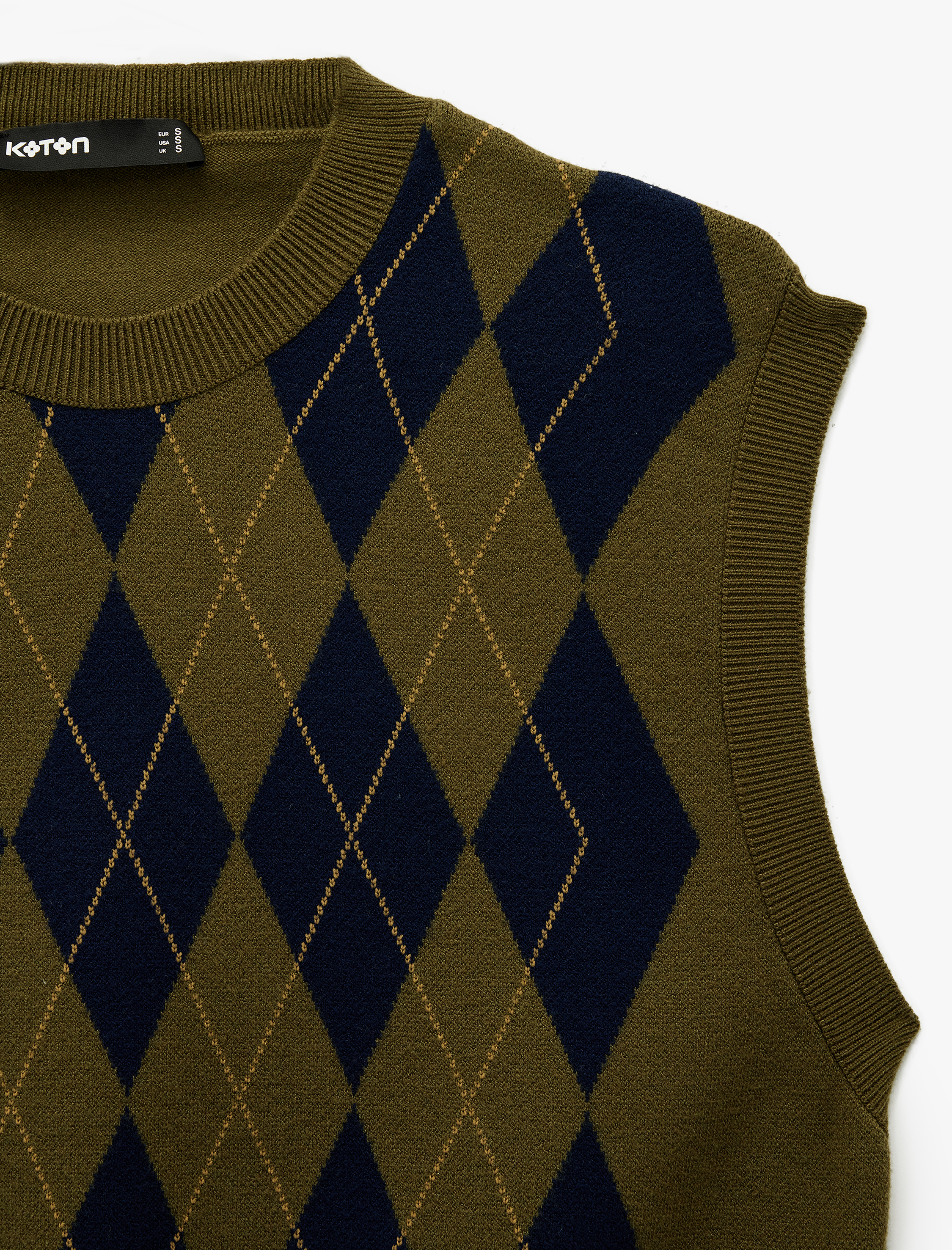   Bisiklet Yaka Baklava Desenli Triko Süveter