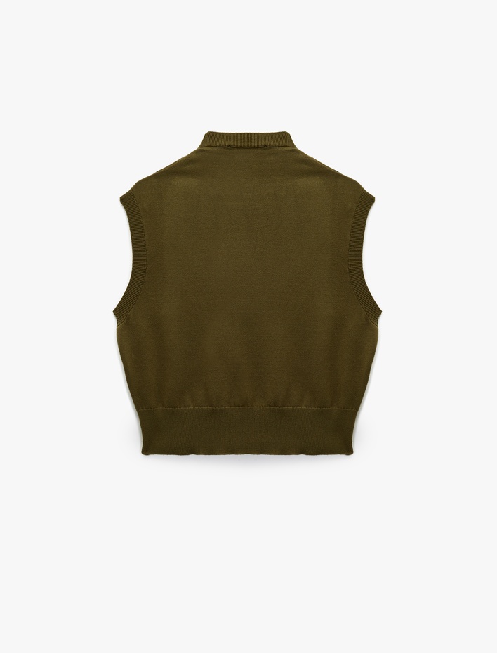  Bisiklet Yaka Baklava Desenli Triko Süveter