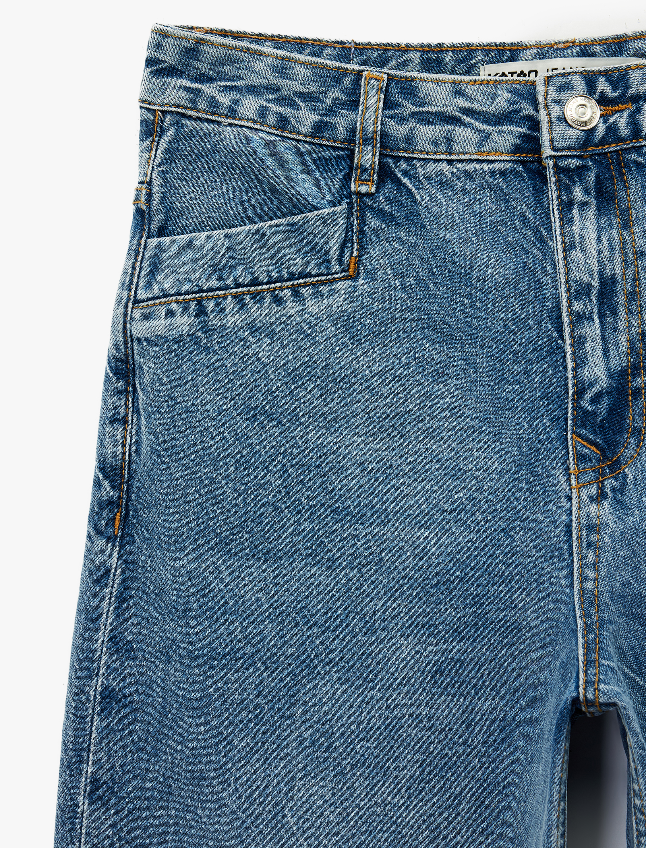   Düğmeli Cepli Regular Fit Pamuklu Geniş Paça Jean Pantolon -  Wide Leg Jeans