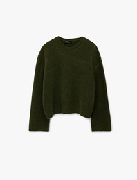 Uzun Kollu Bisiklet Yaka Triko Oversize Kazak