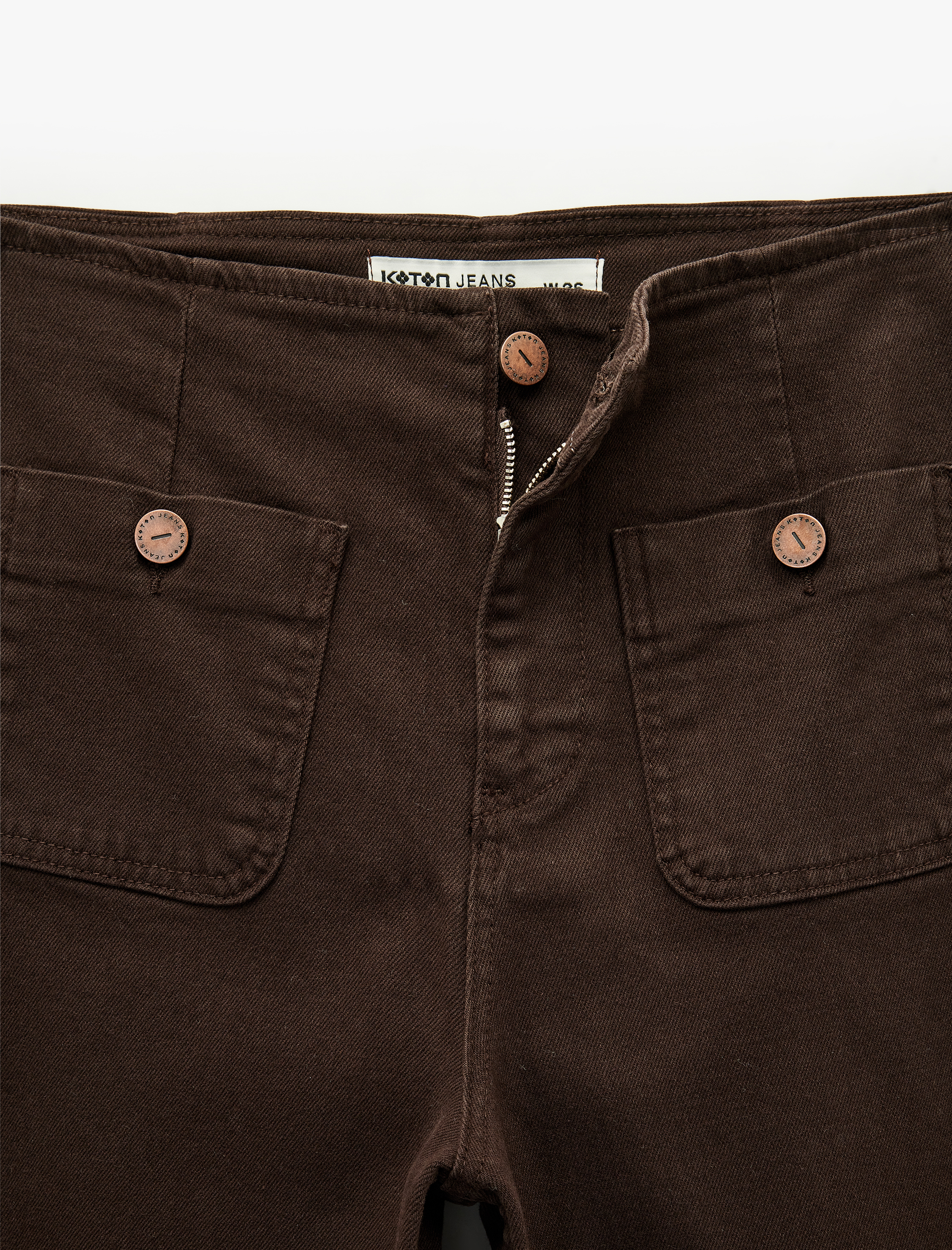   Yüksek Bel Geniş Paça Rahat Kalıp Düğmeli Cep Detaylı Pantolon - Culotte Jeans