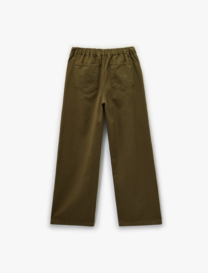  Koton X Sibil Çetinkaya - Rahat Kalıp Beli Bağcıklı Cepli Pantolon - Loose Straight Fit Jean