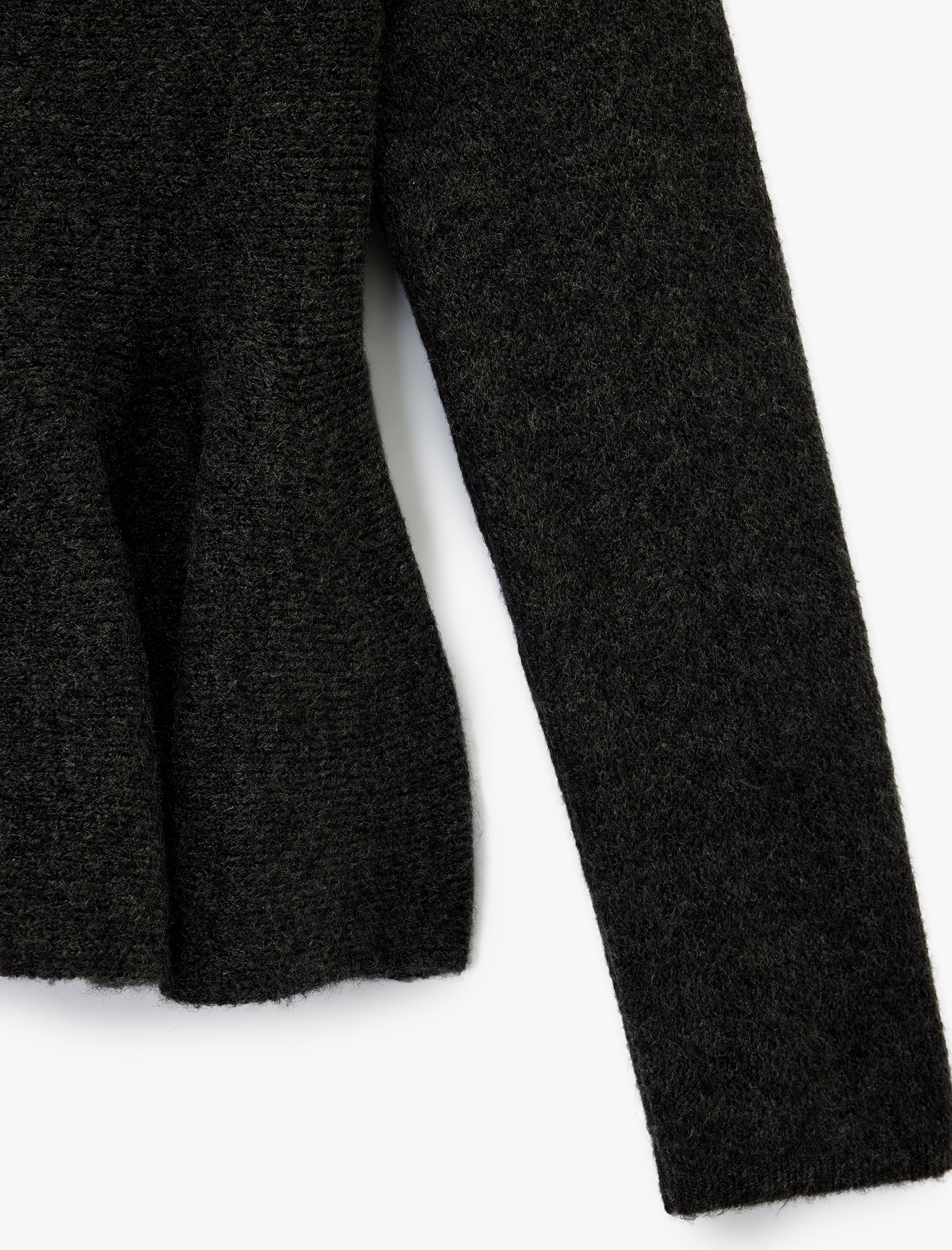   Uzun Kollu Bisiklet Yaka Düğme Detaylı Triko Peplum Hırka