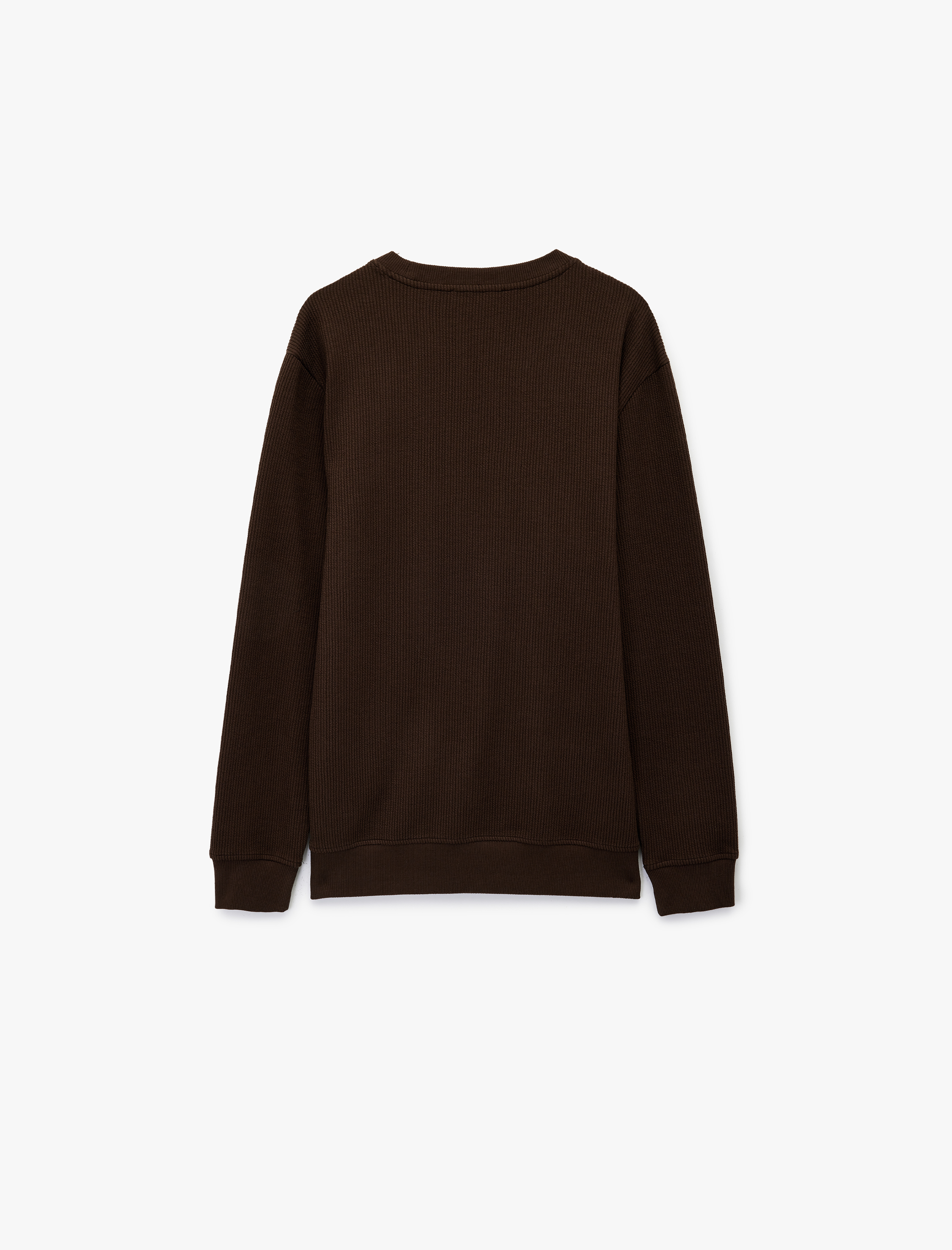   Regular Fit Uzun Kollu Dokulu Basic Bisiklet Yaka Sweatshirt