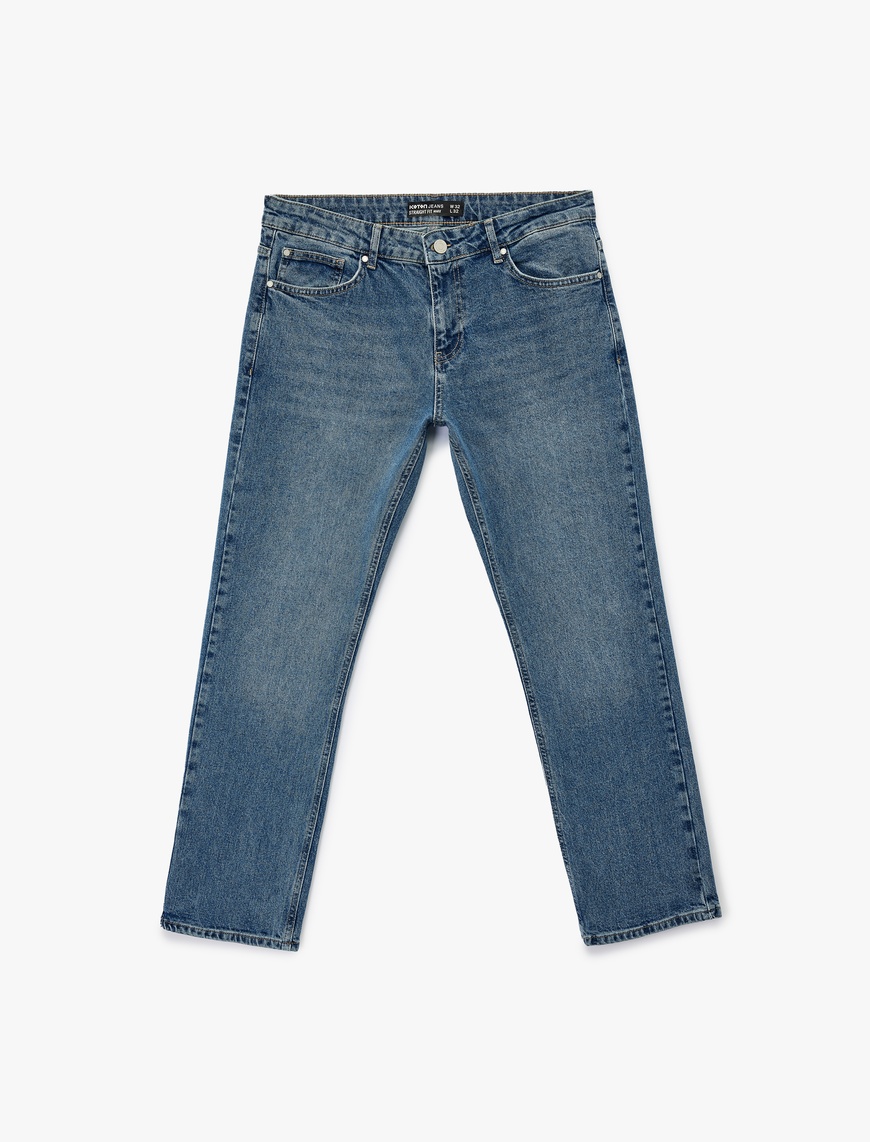 Koton Erkek Cep Detaylı Pamuklu Jean - Mark Straight Jeans