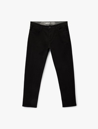 Pamuklu Düz Paça Düğmeli Cepli Chino Pantolon