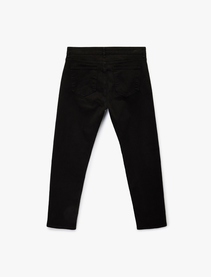  Pamuklu Düz Paça Düğmeli Cepli Chino Pantolon