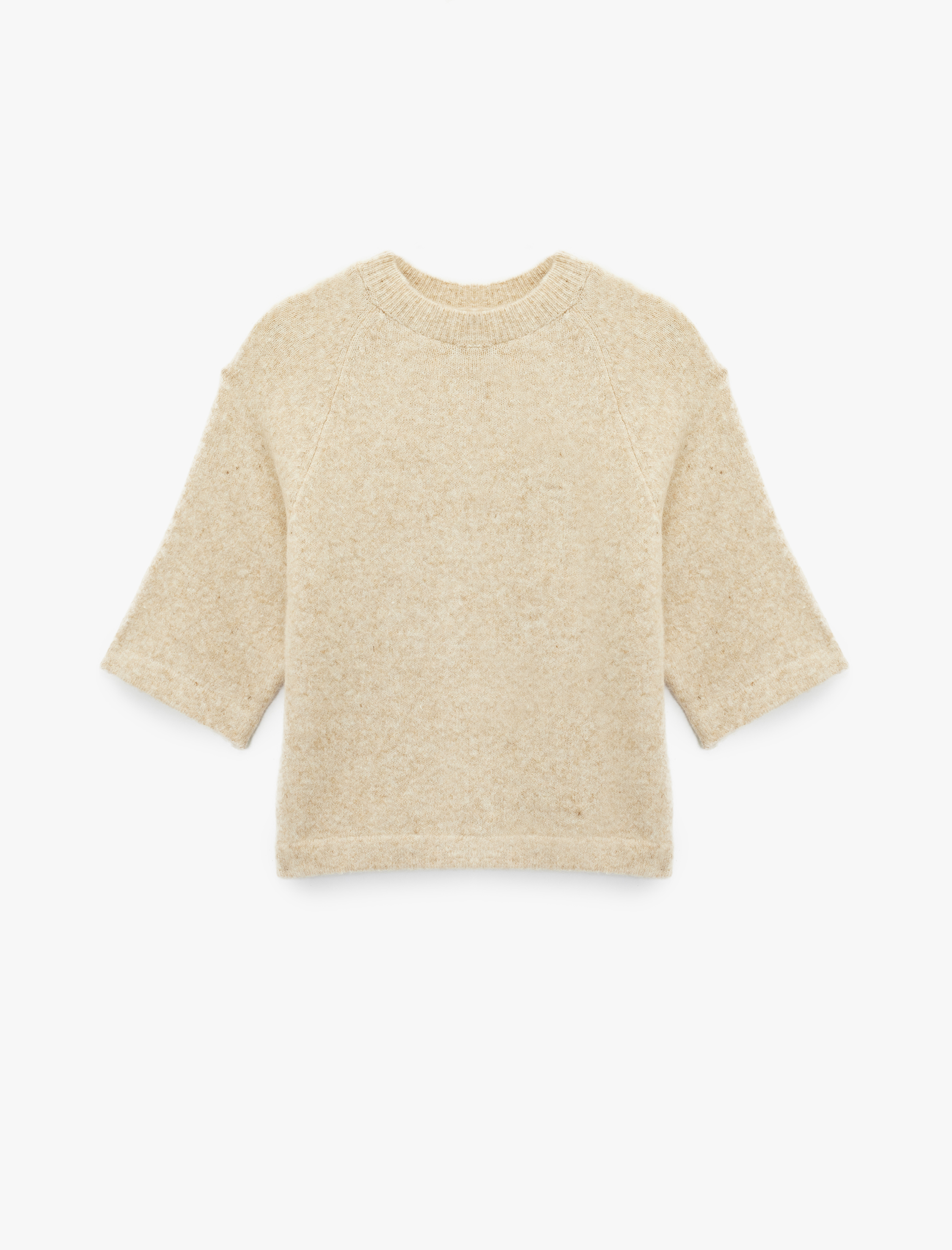   Bisiklet Yaka Yarım Kollu Triko Oversize Kazak