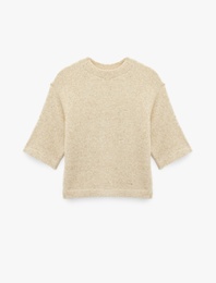 Bisiklet Yaka Yarım Kollu Triko Oversize Kazak