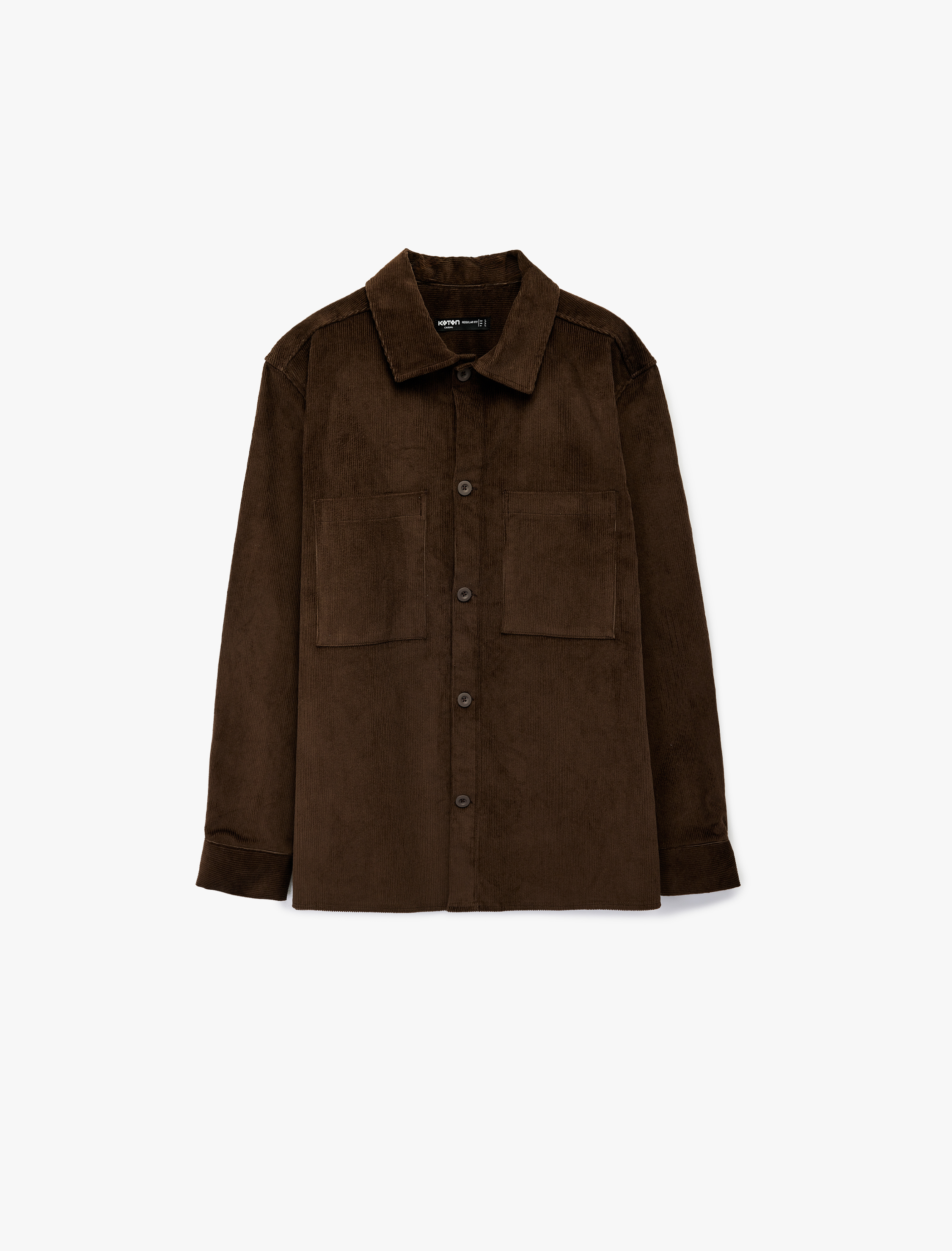   Regular Fit Pamuklu Cepli Klasik Yaka Uzun Kollu Fitilli Kadife Gömlek Ceket