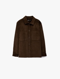 Regular Fit Pamuklu Cepli Klasik Yaka Uzun Kollu Fitilli Kadife Gömlek Ceket