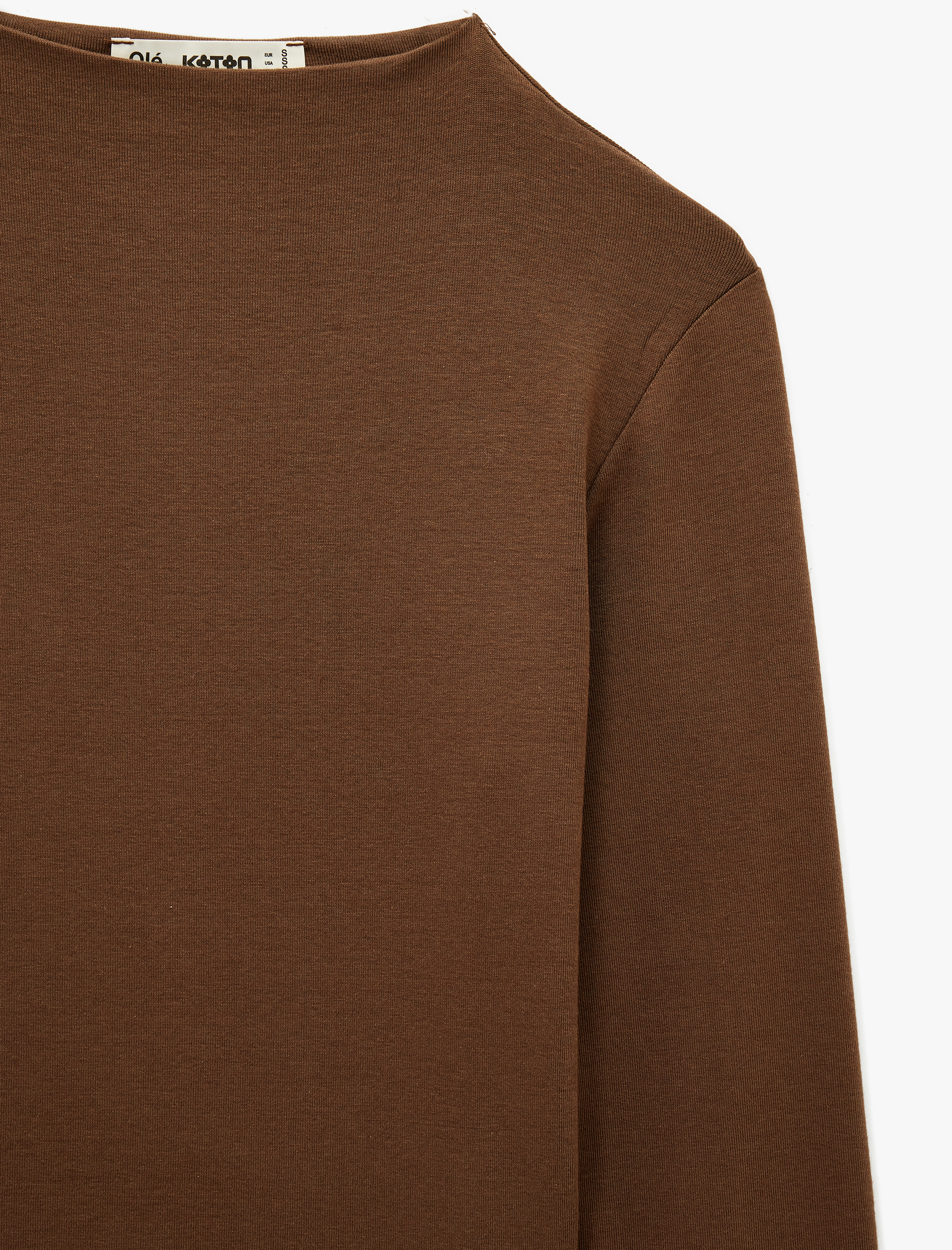   Dik Yaka Slim Fit Modal Karışımlı Basic Uzun Kollu Tişört