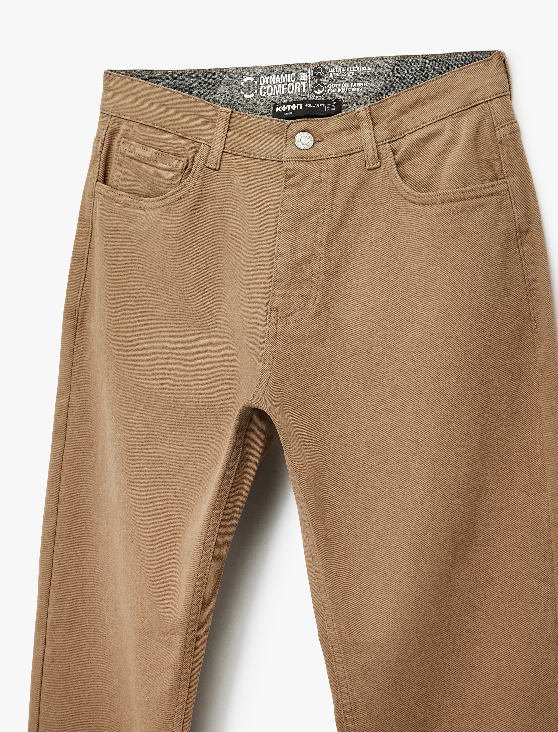   Pamuklu Düz Paça Düğmeli Cepli Chino Pantolon