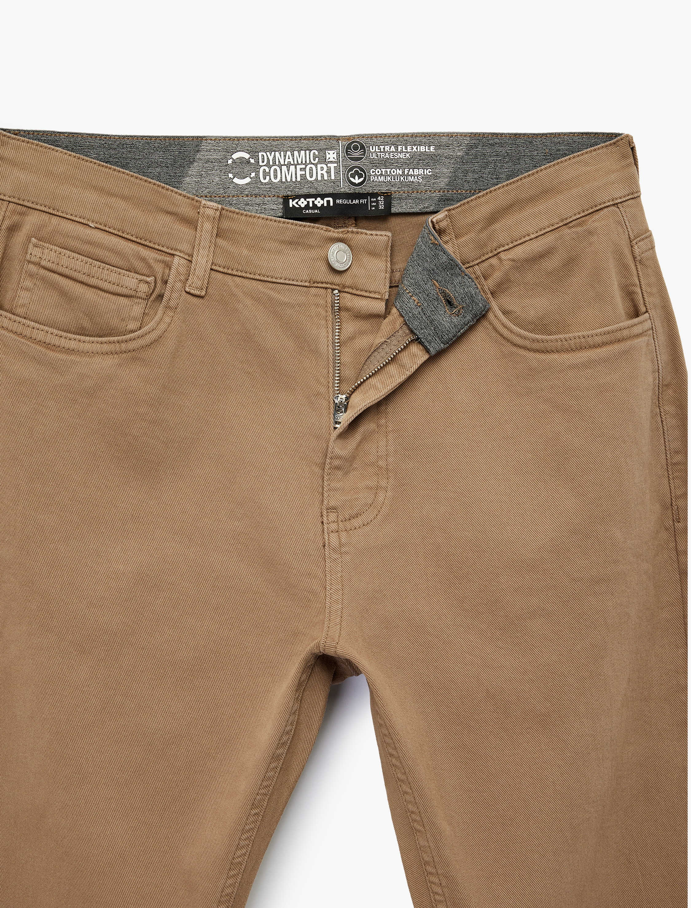   Pamuklu Düz Paça Düğmeli Cepli Chino Pantolon