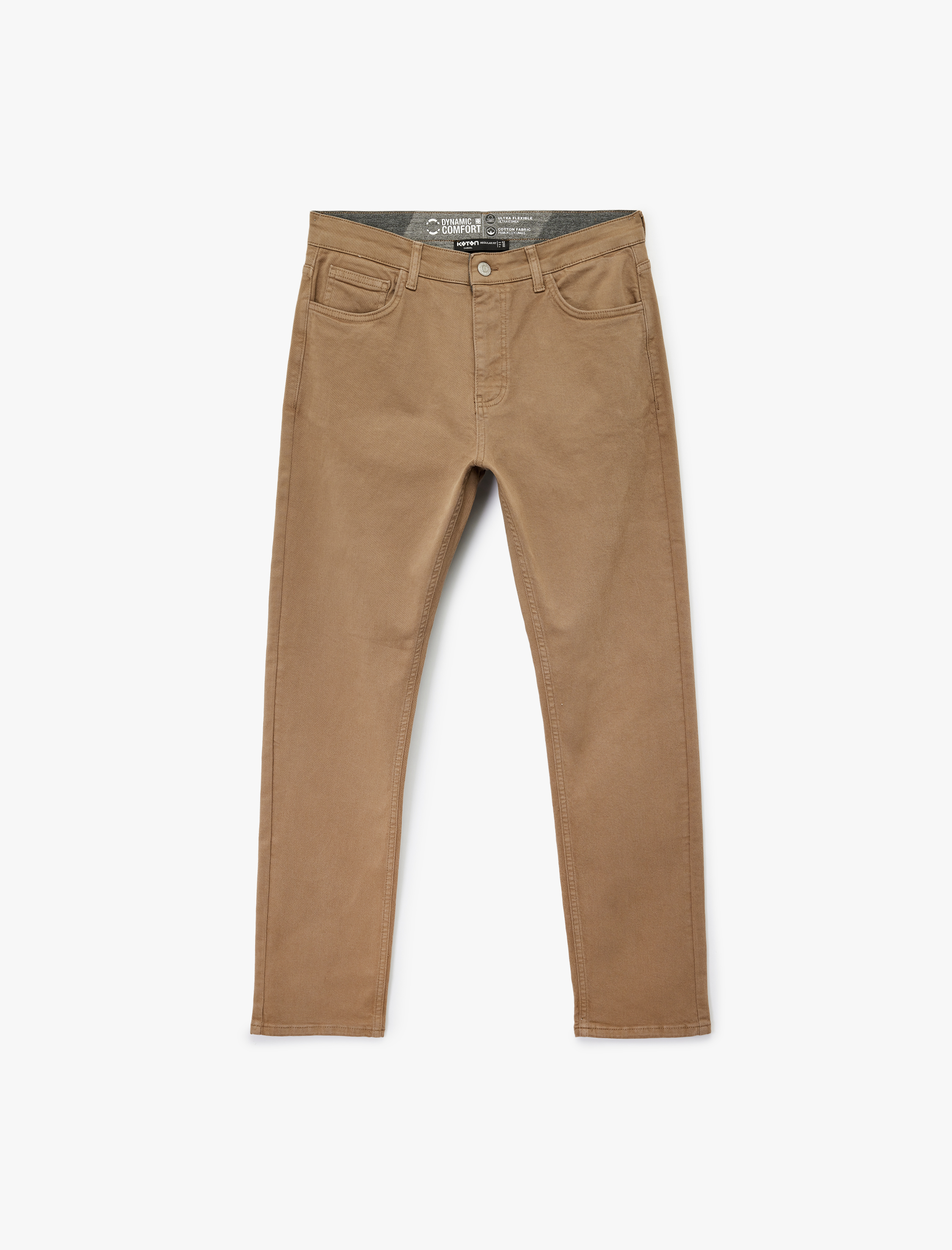   Pamuklu Düz Paça Düğmeli Cepli Chino Pantolon