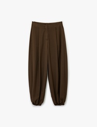 Cep Detaylı Düğmeli Çizgili Jogger Pantolon