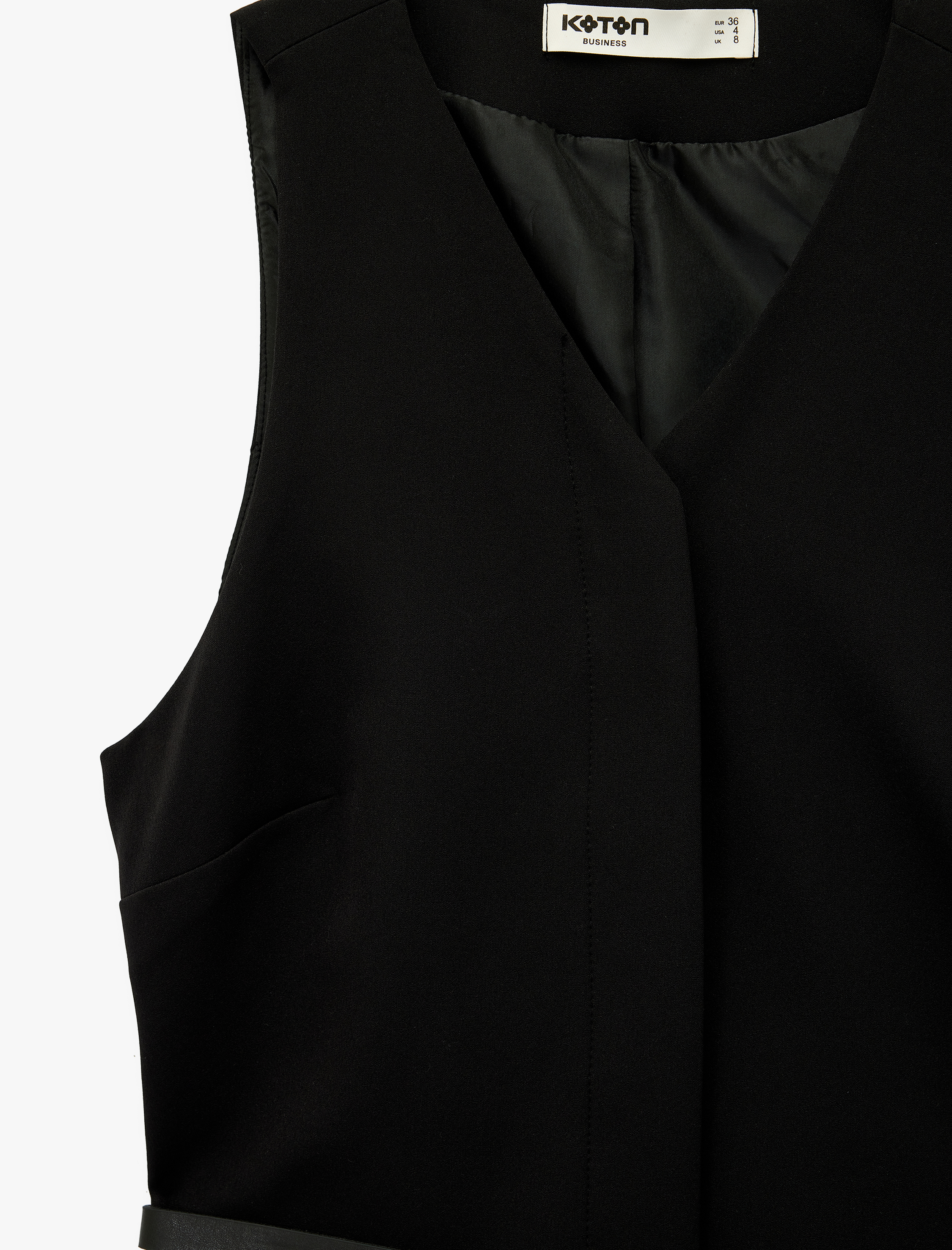   V Yaka Kolsuz Kemerli A Kesim Mini Elbise