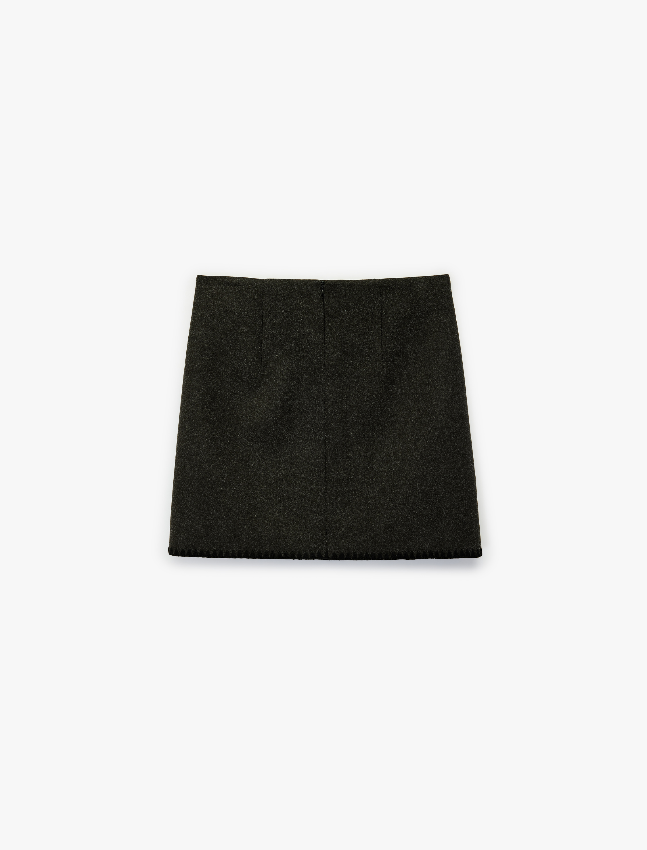   Dikiş Detaylı A Kesim Kışlık Mini Kaşe Etek