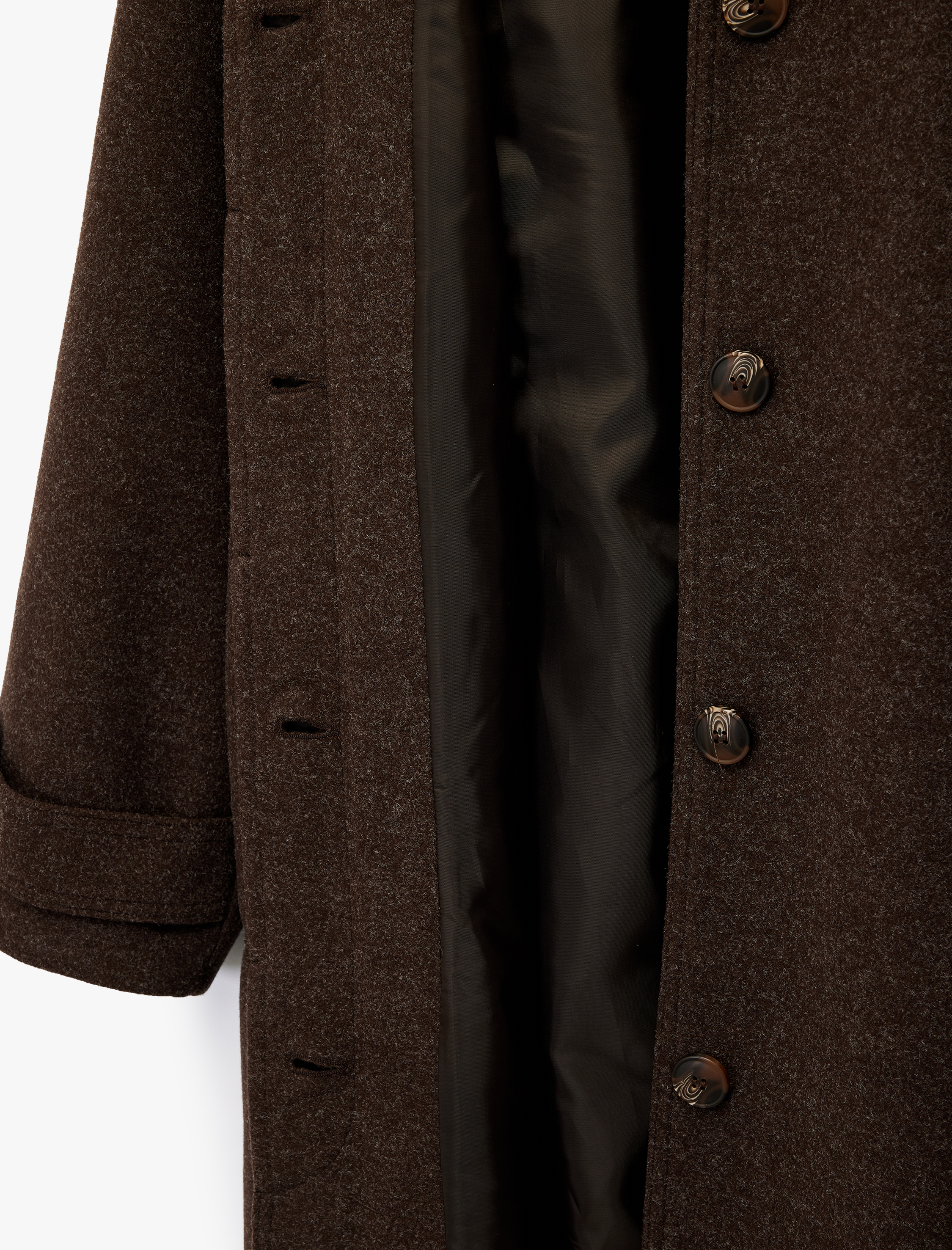   Kemerli Uzun Kaşe Kaban Düğmeli Uzun Kollu Cepli