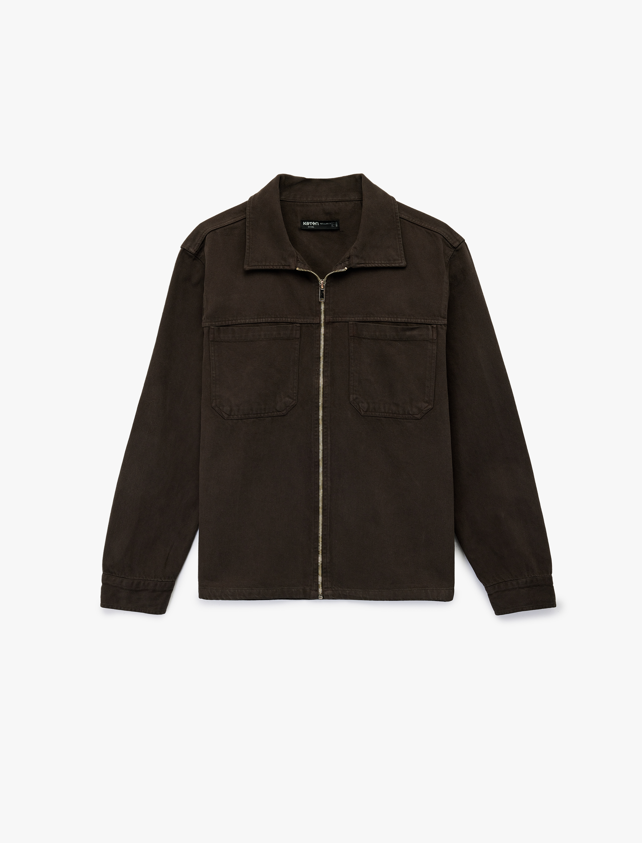   Regular Fit Uzun Kollu Cep Detaylı Fermuarlı Gömlek Ceket