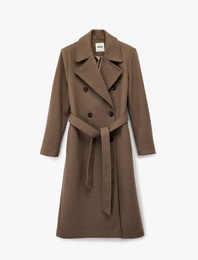 Trenç Kaban Uzun Kollu Cepli Kruvaze Kemerli