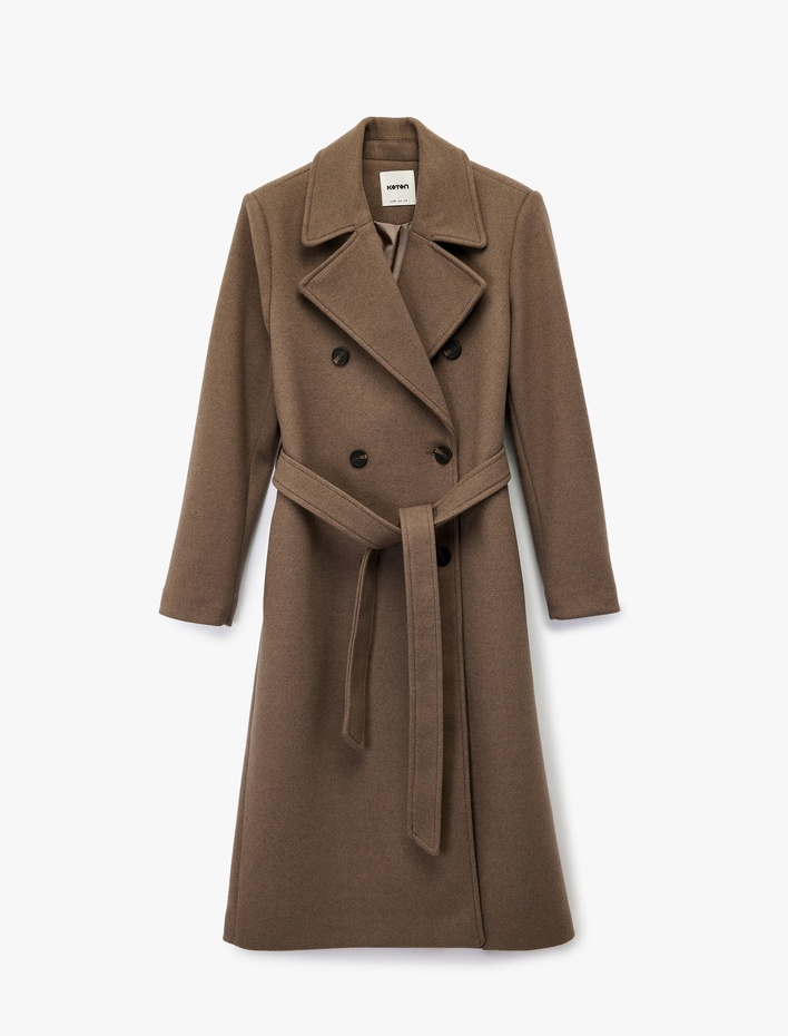  Trenç Kaban Uzun Kollu Cepli Kruvaze Kemerli