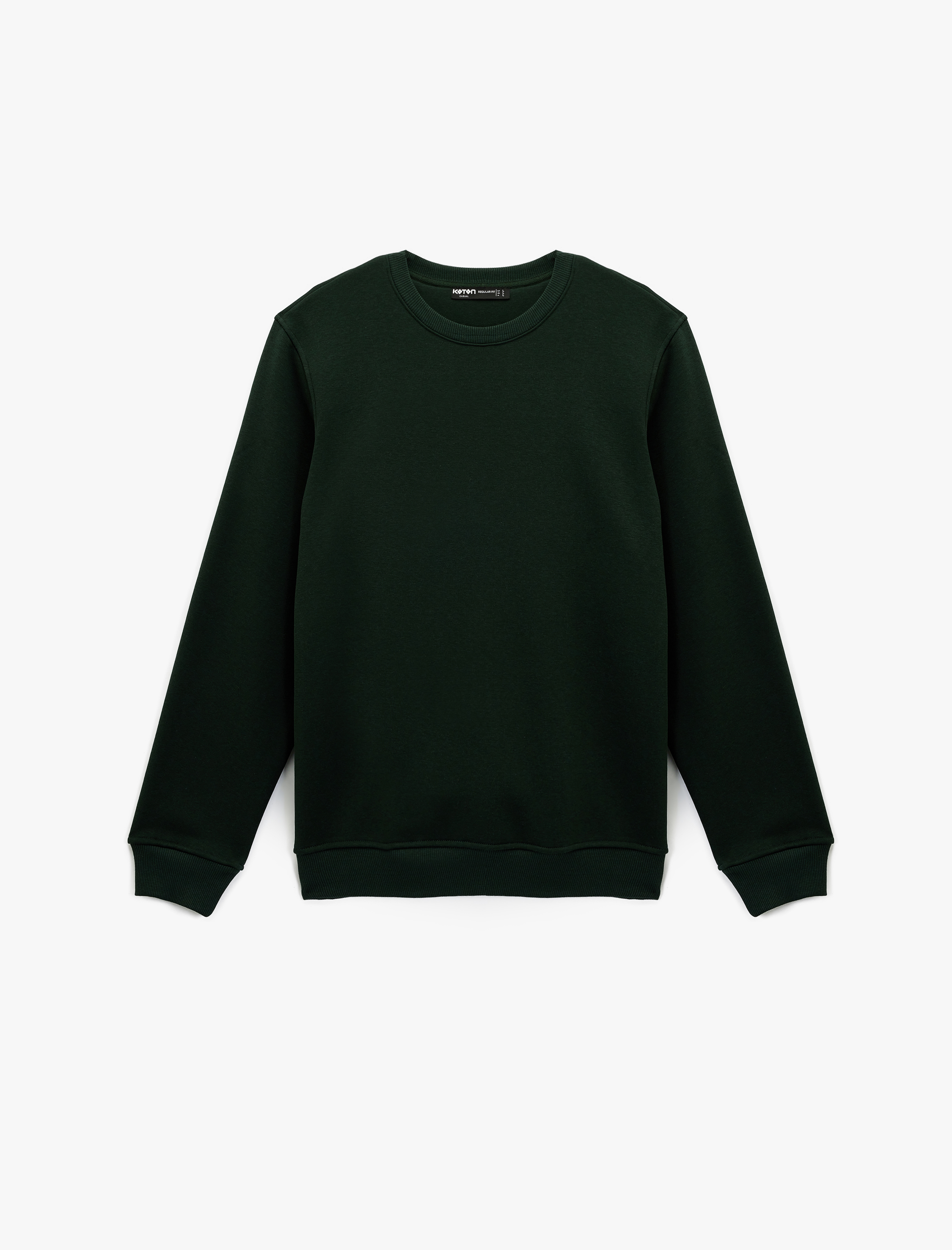   Pamuklu Uzun Kollu Şardonlu Bisiklet Yaka Erkek Basic Sweatshirt