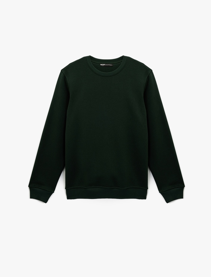 Pamuklu Uzun Kollu Şardonlu Bisiklet Yaka Erkek Basic Sweatshirt