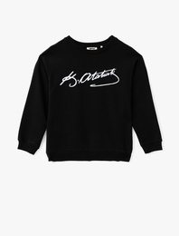 Atatürk Baskılı Bisiklet Yaka Pamuklu Sweatshirt