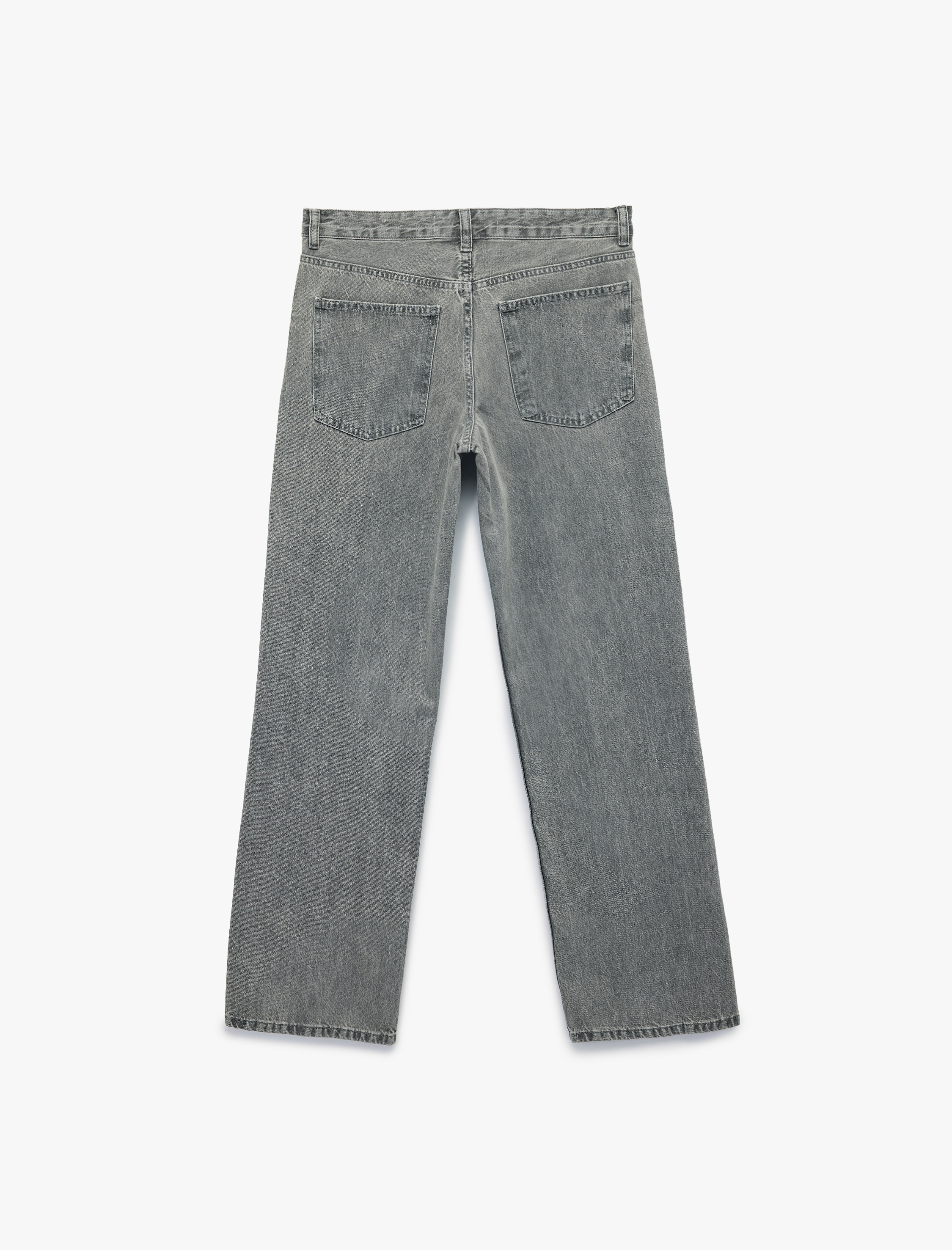   Düz Paça Düğmeli Cepli Pamuklu Taşlı Jean Pantolon - Straight Fit Jean