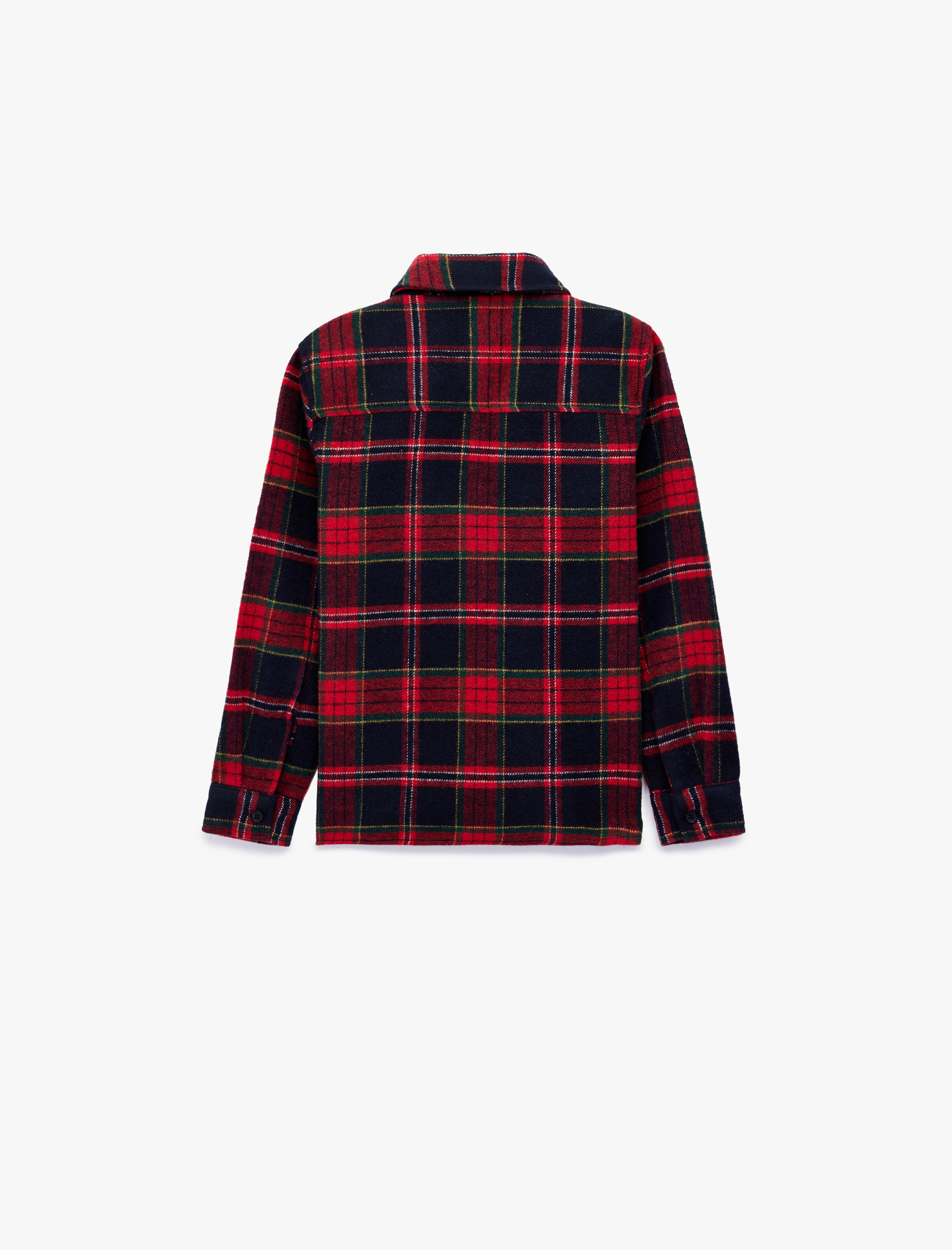  Erkek Çocuk Ekoseli Uzun Kollu Düğmeli Yılbaşı Gömlek