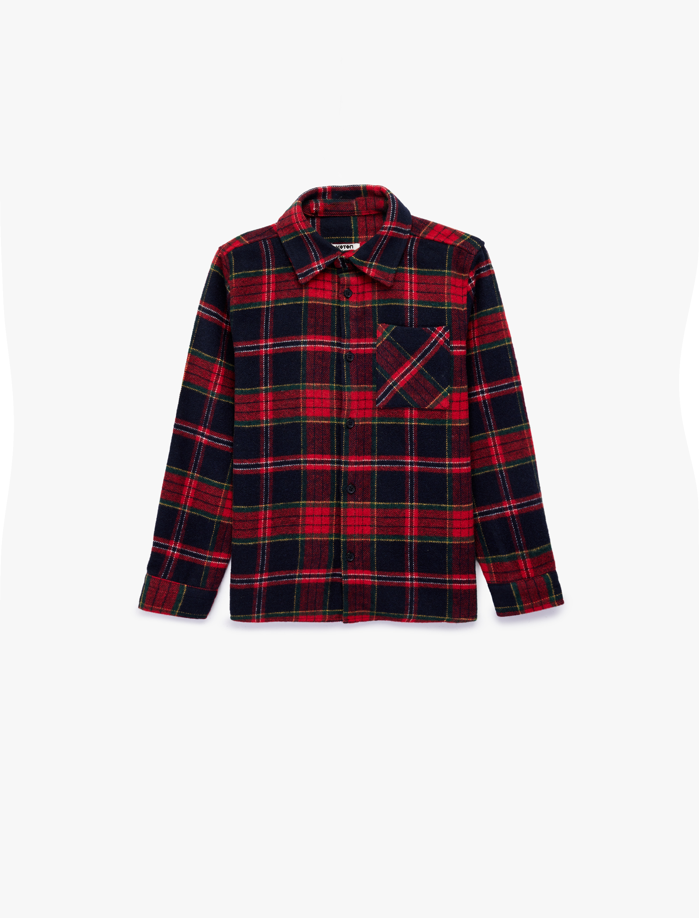  Erkek Çocuk Ekoseli Uzun Kollu Düğmeli Yılbaşı Gömlek